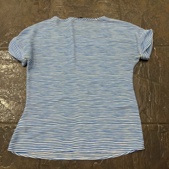 Banana Republic Elegant Blue Striped Short Sleeve Top Blouse Classic Style XS - Picture 3 of 8